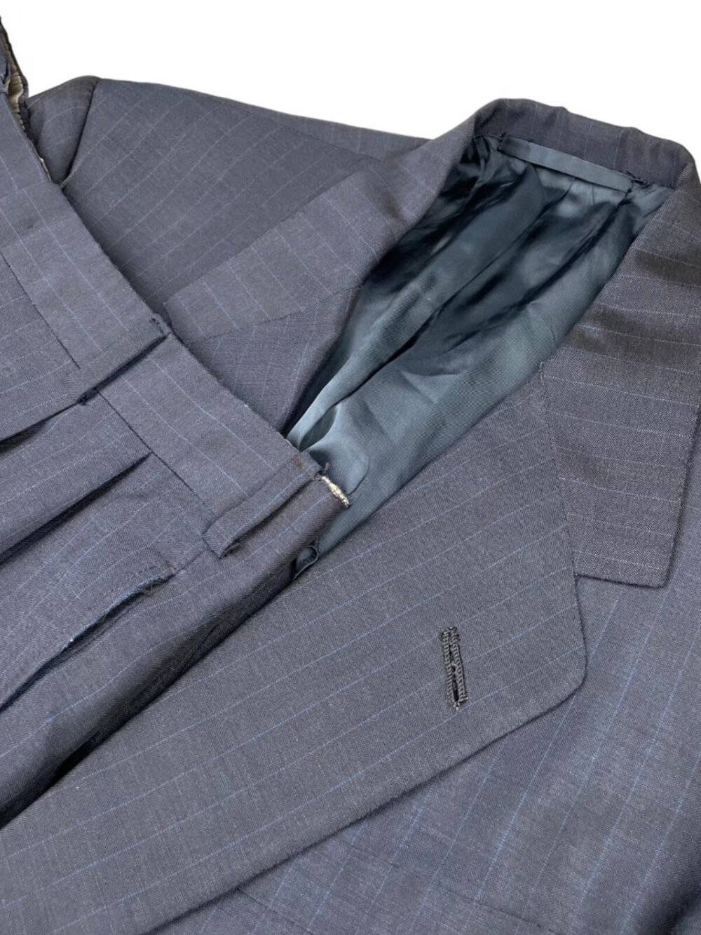 VTG Oxxford Clothes Men's Manhattan Lightweight Suit Blue Stripe • 43R | 34x30